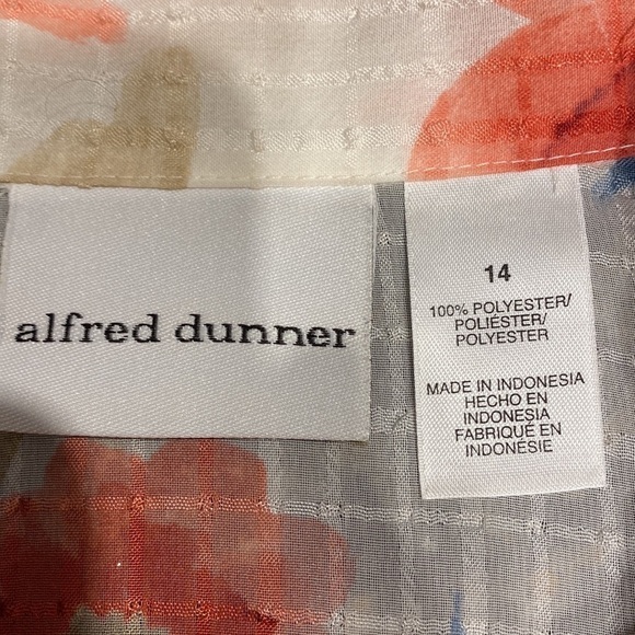 Z womens Alfred Dunner floral sheer 3/4 tulip sleeve button up top size 14 - Picture 4 of 4